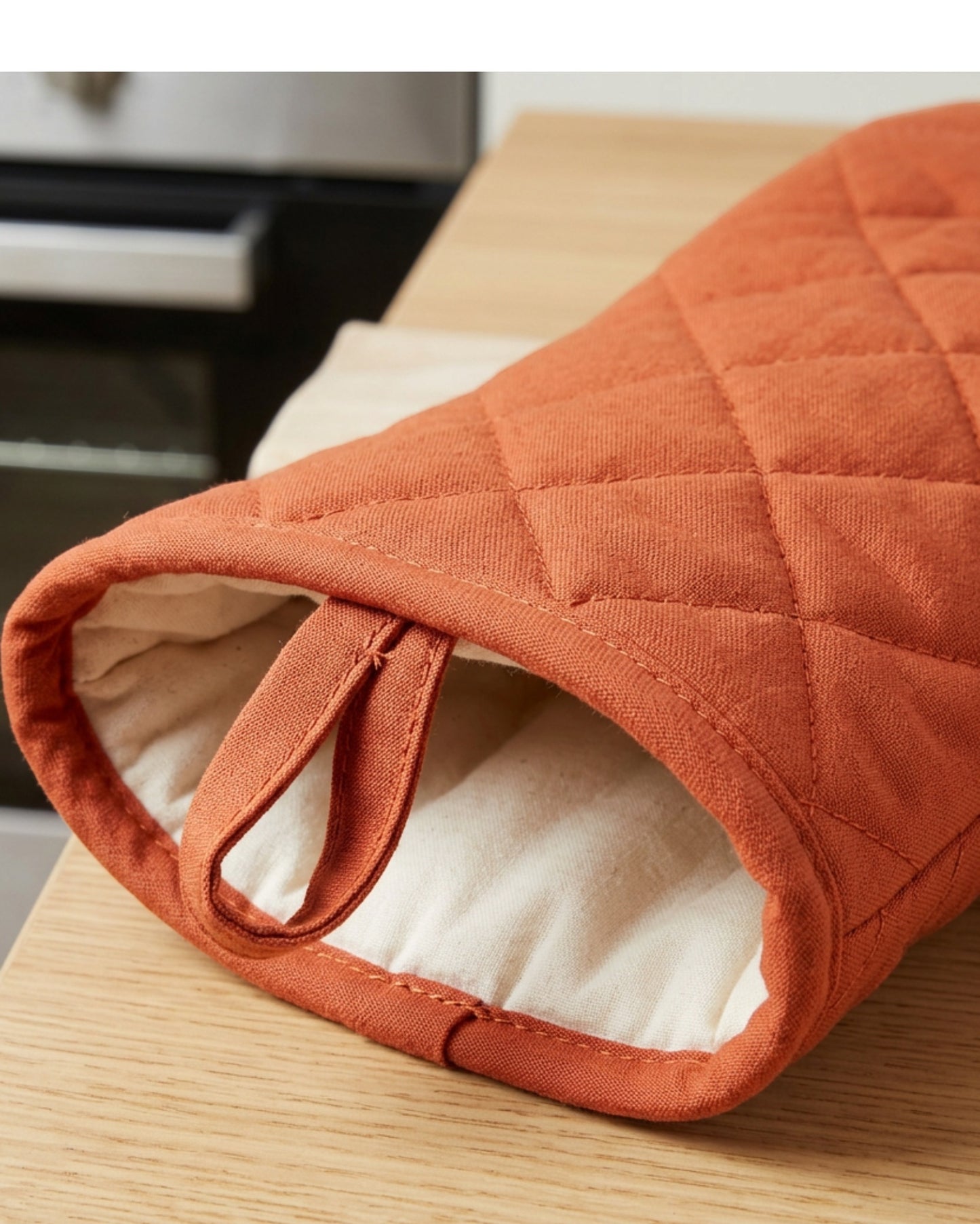 Evenor Quilted Cotton Oven Gloves Terracotta 15 in Pair