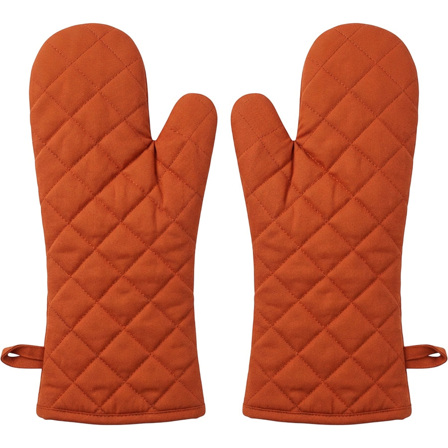 Evenor Quilted Cotton Oven Gloves Terracotta 15 in Pair