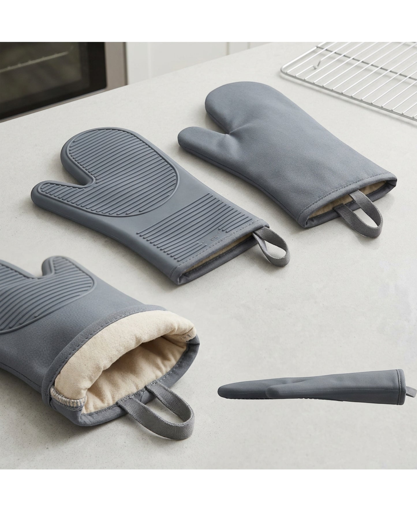 Evenor Silicone Grip Oven Mitts Slate 13 in Pair
